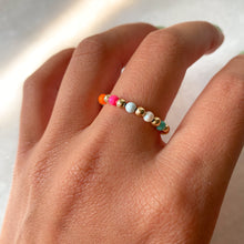 Load image into Gallery viewer, 3MM MULTI-COLOR BEAD X GOLD RING