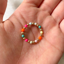 Load image into Gallery viewer, 3MM MULTI-COLOR BEAD X GOLD RING